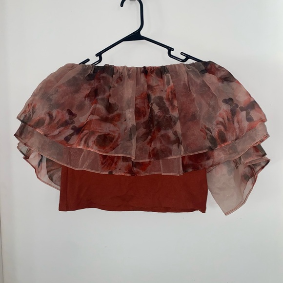 DOLAN Tiered Organza Floral Ruffle Blouse Top  Medium - Picture 2 of 10